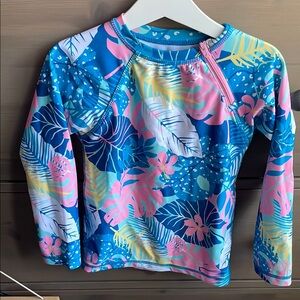 NWOT UV Skinz UPF50 Tropical Kids Swim Shirt - Blue and Pink